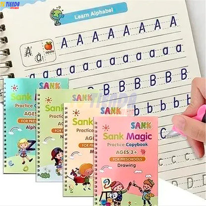 Kit de caligrafía mágica x4 con lápiz y repuestos